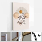 Schilderen Muur Foto's Home Room Decor. Moderne abstracte kunst botanische kunst aan de muur. Boho. Minimal Art Bloem op Geometrische Vormen Achtergrond - Modern Art Canvas - Verti