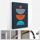 Een trendy set van abstracte zwarte handgeschilderde illustraties voor briefkaart, social media banner, brochure cover ontwerp of wanddecoratie achtergrond - moderne kunst canvas -