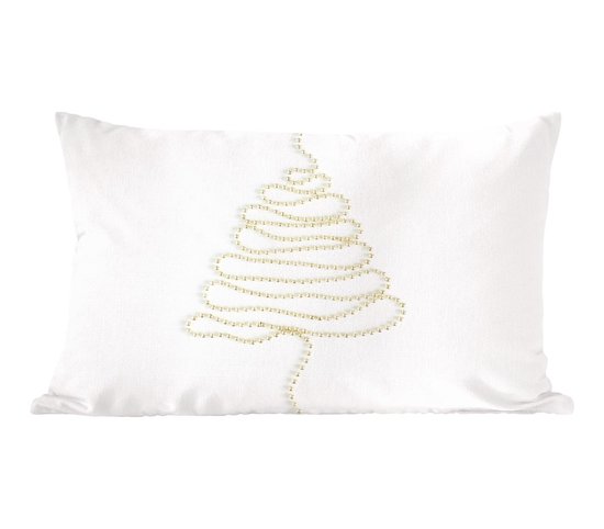 Sierkussens - Kussentjes Woonkamer - 50x30 cm - Winter - Boom - Kralen - Kerstversiering - Kerstdecoratie voor binnen - Woonkamer