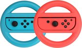 A&K Joy Con Controller Stuur Grip Set (2 stuks) | Geschikt voor Nintendo Switch - OLED - 2021 | Rood - Blauw
