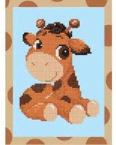 Diamond painting - Baby giraffe - met frame - 14x19.5 cm - gedeeltelijk - vierkant - Freyja