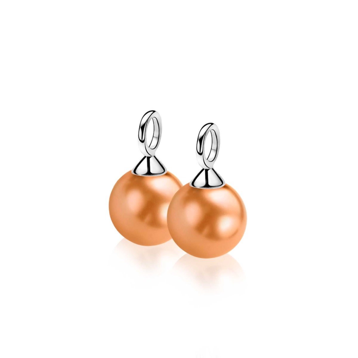 Zinzi zilveren bedel oorbedels ZICH266O | zilverkleurig met glasparel | oranje parel, Zinzi oorringen accessoire, stijlvol en opvallend