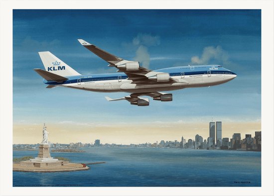Thijs Postma - TP Aviation Art - Poster - Boeing 747-400 KLM Boven Manhattan - 50x70cm
