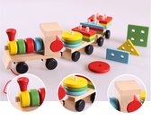 Ariko XL Train en bois avec des blocs et des formes - Block Train - Toy Train - Education avec des formes et des couleurs -