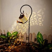 Exalight Gieter Lamp - IJzeren Solar Lantaarn - Tuin Decoratie - LED Licht - Lantaarn - Zonne Energie - Met Ronde Standaard