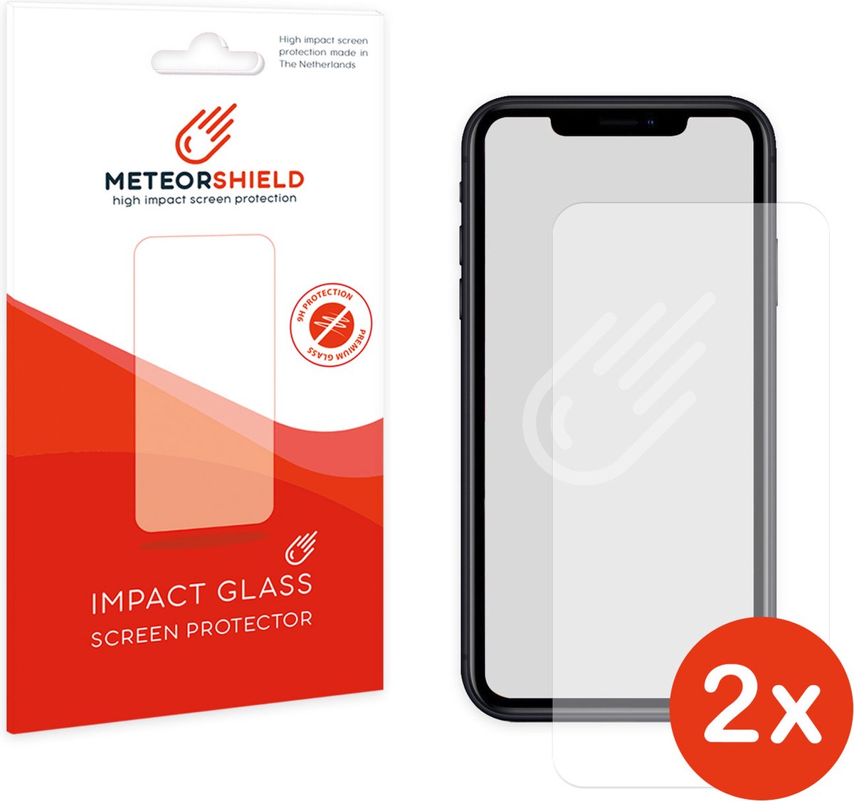 2 stuks: Meteorshield iPhone 11 screenprotector - Ultra clear impact glass