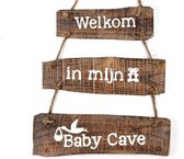 Baby-Baby Cave-Babykamer-houten tekstbord- kraamcadeau-zwangerschap-geboorte