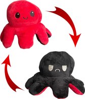 MOOD OCTOPUS KNUFFEL - ROOD ZWART- KNUFFELDIER- OMKEERBAAR- SPEELGOED KNUFFEL- PLUCHE-TIKTOK TREND