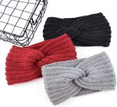 3-Pack Gebreide Haarband Winter Knot | Oorwarmers met knoop - 3 stuks