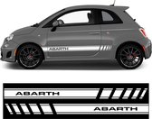 Abarth Striping Wit 2x - Abarth Auto Stickers - Strepen 'ABARTH' voor Fiat 500 Abarth / Abarth 595 - Autostickers Wrap