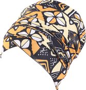 Hijab – Hoofddeksel – Islamitisch – Tulband – Muts – Sporthoofddoek - Geel/Zwart - Hoofddoek - Hoofdband - Headwrap - Afrikaanse print