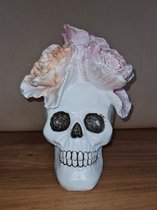 Skull wit met kleurde bloemen - doodshoofd- schedel