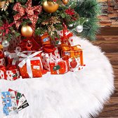 Kerstboomrok, witte boomrok met 36 stuks geschenkstickers, wit, boomdeken, kerstboomdeken, kerstboomstandaard, tapijt, deken, kerstdecoratie, kerstboom, rok (wit, 90 cm)