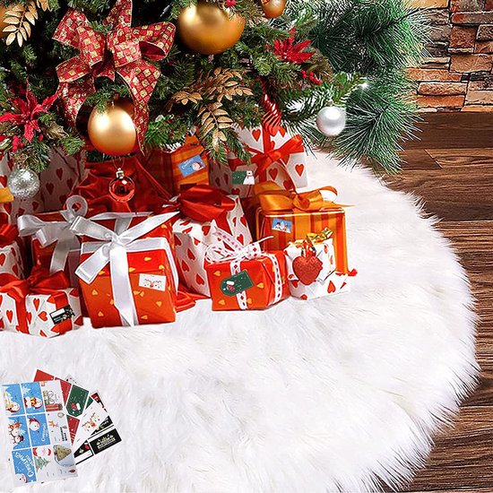 Jupe de sapin de Noël, jupe de sapin blanche avec autocollants cadeaux 36  pièces,... | bol.