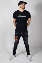 Heren Slim Fit Jeans IconX Black Orange