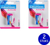 Grundig 9V Alkaline Batterij - 2 stuk - 500 mAh