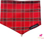 LanaBandana Dogwear | Hondenbandana | Kerstbandana | Plaid Red | maat M