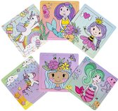 6 stuks houten puzzel kinderen Prinses, Zeemeermin, Eenhoorn, Unicorn - uitdeelcadeautje traktatie kinderverrassingen