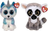 Ty - Knuffel - Beanie Buddy - Helena Husky & Linus Lemur