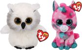 Ty - Knuffel - Beanie Boo's - Gumball Unicorn & Austin Owl