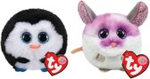Ty - Knuffel - Teeny Puffies - Waddles Penguin & Colby Mouse