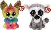 Ty - Knuffel - Beanie Boo's - Yips Chihuahua & Linus Lemur