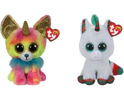 Ty - Knuffel - Beanie Boo's - Yips Chihuahua & Christmas Unicorn