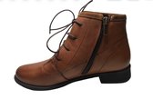 Manlisa veter/ rits effen hoge lederen comfort schoenen W132-256 cognac 39