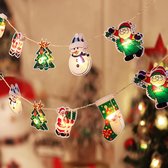 Kerstversiering | Kerstverlichting | Kerstdecoratie | 20 Leds | Kerstman | Sneeuwpop | Kerstboom | Lichtketting | 8 Standen | Batterij | Binnen\Buiten | 2,5 Meter