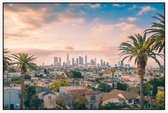 Prachtige zonsondergang bij skyline van Los Angeles - Foto op Akoestisch paneel - 150 x 100 cm