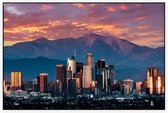 Panorama van Los Angeles met zonsondergang - Foto op Akoestisch paneel - 150 x 100 cm