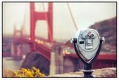 Verrekijker bij de Golden Gate Bridge in San Francisco - Foto op Akoestisch paneel - 90 x 60 cm