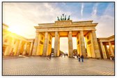 Brandenburger Tor bij zonsondergang in Berlijn - Foto op Akoestisch paneel - 90 x 60 cm