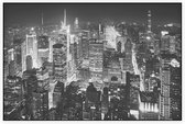Zwart en wit luchtfoto van downtown New York City - Foto op Akoestisch paneel - 225 x 150 cm