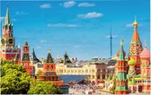 Kleurrijke blik op het Rode Plein en Kremlin in Moskou - Foto op Forex - 120 x 80 cm