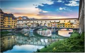 Avondgloed over de Ponte Vecchio in Florence - Foto op Forex - 45 x 30 cm