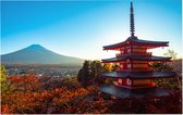 Mount Fuji gezien vanaf de Chureito Pagoda in Kawaguchiko - Foto op Forex - 120 x 80 cm