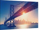 De skyline van de San Francisco Oakland Bay Bridge - Foto op Canvas - 60 x 40 cm