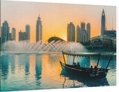 Toeristische boot voorbij prachtige fonteinen in Dubai - Foto op Canvas - 60 x 40 cm