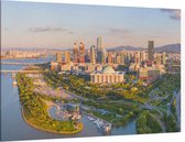 Een panoramische luchtfoto van de skyline van Seoul - Foto op Canvas - 150 x 100 cm