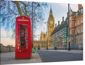 Rode Britse telefooncel voor de Big Ben in Londen - Foto op Canvas - 45 x 30 cm
