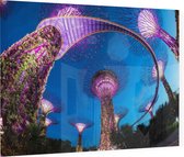 Neon verlichte tuinstad Gardens by the Bay in Singapore - Foto op Plexiglas - 60 x 40 cm