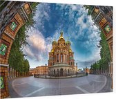 Artistiek beeld van de Orthodoxe kerk in Sint-Petersburg - Foto op Plexiglas - 90 x 60 cm