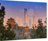 Klassieke Chinese tempel voor nieuwe skyline van Beijing - Foto op Plexiglas - 90 x 60 cm