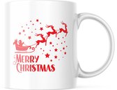 Kerst Mok met tekst: Merry Christmas reindeer | Kerst Decoratie | Kerst Versiering | Grappige Cadeaus | Koffiemok | Koffiebeker | Theemok | Theebeker