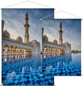 Waterpartij voor Moskee van Sjeik Zayed in Abu Dhabi - Foto op Textielposter - 90 x 135 cm