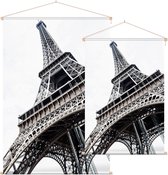 Constructie-details Eiffeltoren van onderaf in Parijs - Foto op Textielposter - 120 x 180 cm