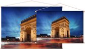 Arc de Triomphe bij blauwe avondgloed in Parijs  - Foto op Textielposter - 60 x 40 cm