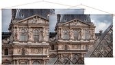 Close-up van de Piramide van het Louvre in Parijs - Foto op Textielposter - 90 x 60 cm