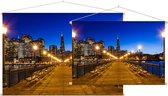 Nachtelijk beeld van visserspier 7 in San Francisco - Foto op Textielposter - 60 x 40 cm